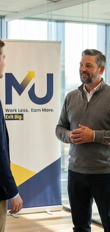Mark Ullah consulting with business owner